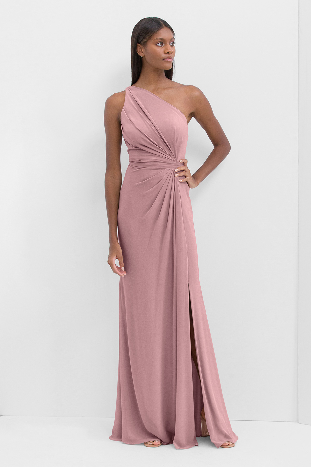 morganite bridesmaid dress Adrianna Papell Platinum 40391
