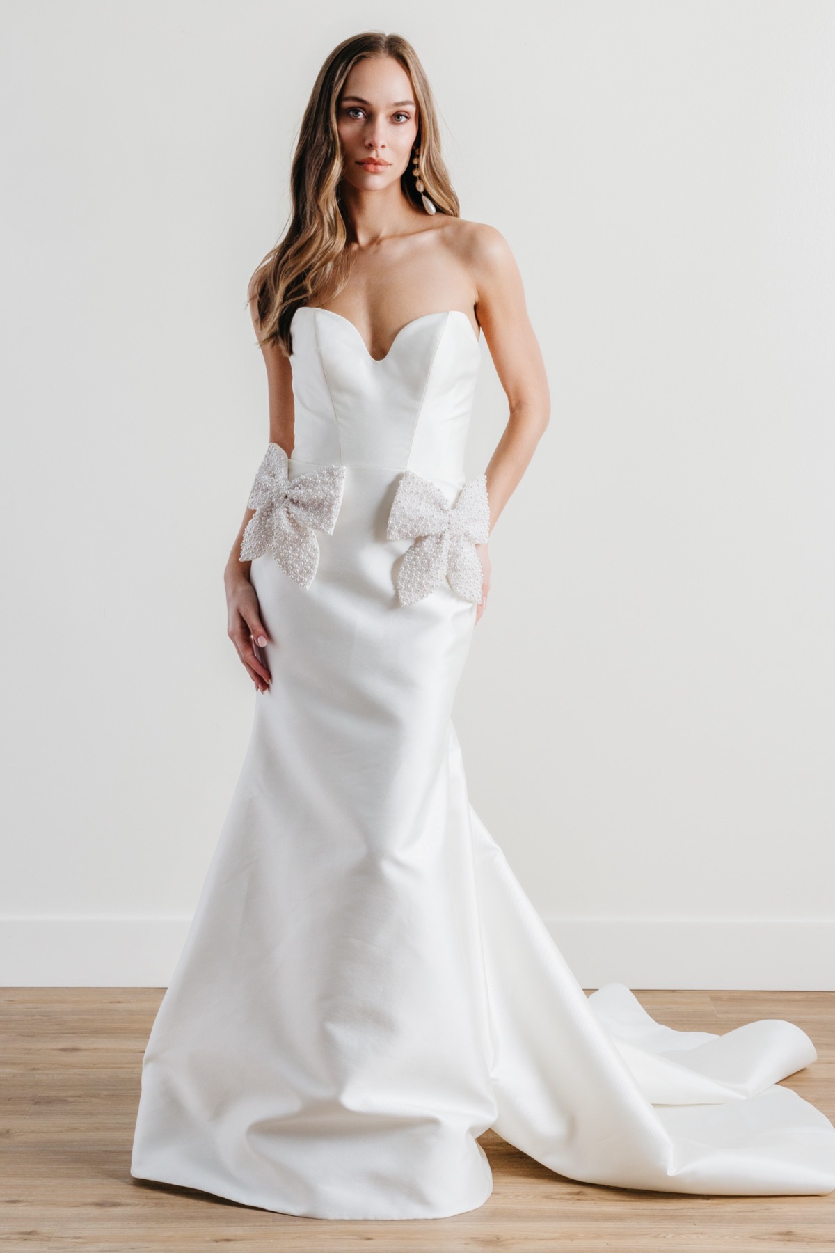 slim fit dress slacks Elegant Fit and Flare Wedding Dress Off-Shoulders with Tulle Sleeves – Boom  Blush main image 1