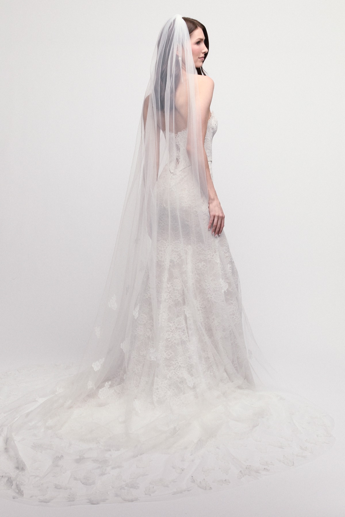 white lace dress corset Strapless Lace Corset Wedding Dress with Tulle A-Line Slit Skirt – Think  Bridal