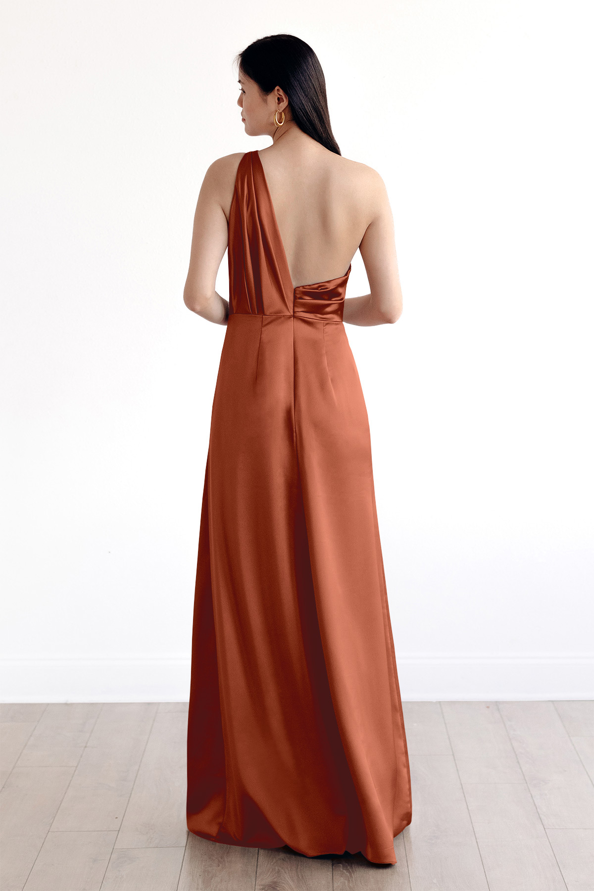 golden bridesmaid dress Simple Floor Length V Neck Chiffon Gold Dresses US22W / Custom Color Had fun trying out division:collection Tailoring Time Color:Spice