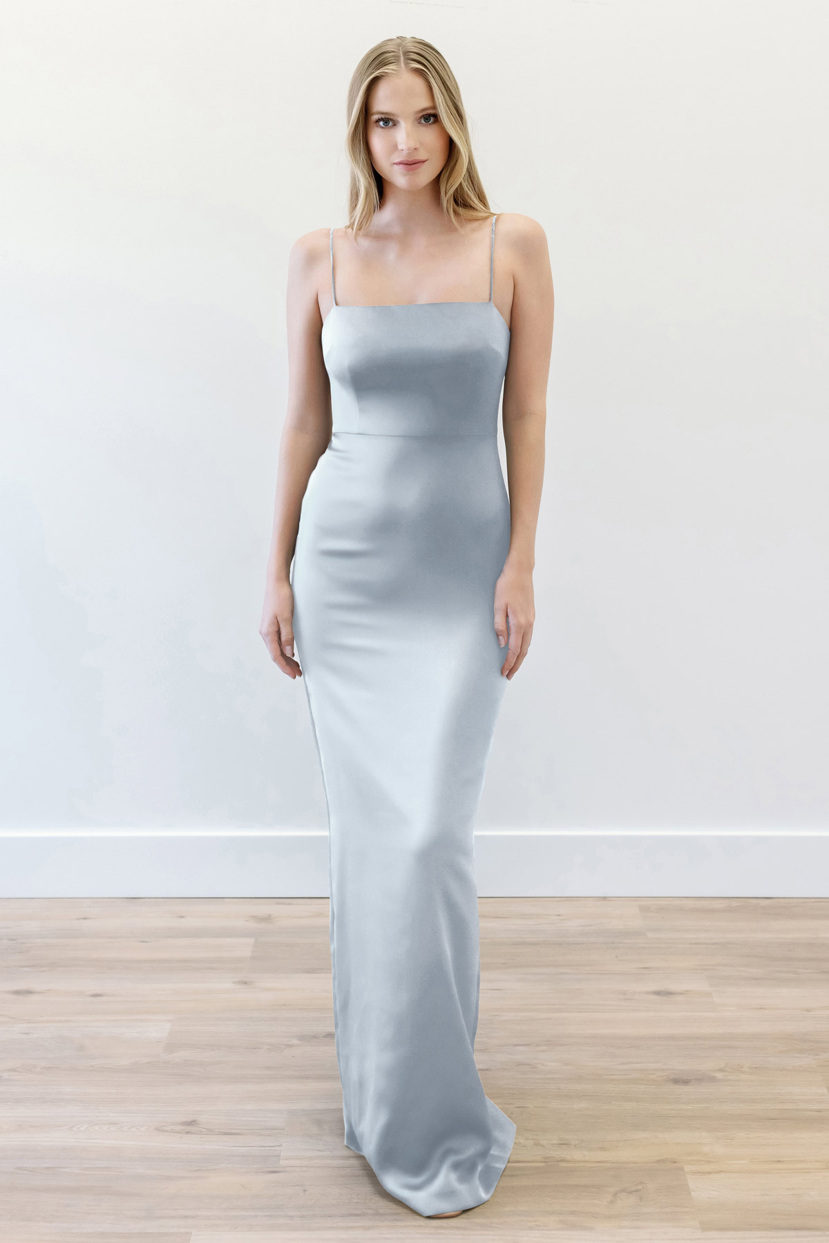 ella blu dresses Leah Luxe Satin Bow Sleeves Bridesmaid Dress