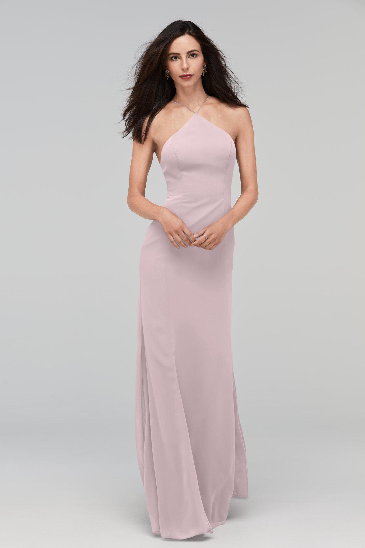 watters crinkle chiffon bridesmaid dress Watters & Watters Short Bridesmaid Crinkle Chiffon Light Brown Dress 12