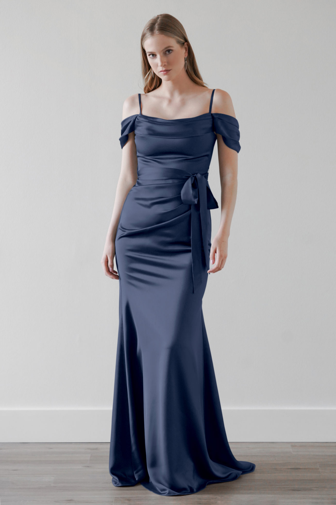 blue dress inc Watters Designs Size:Us 12 Toperth Green Elegant Pleated Finished with a flowing contrast collar