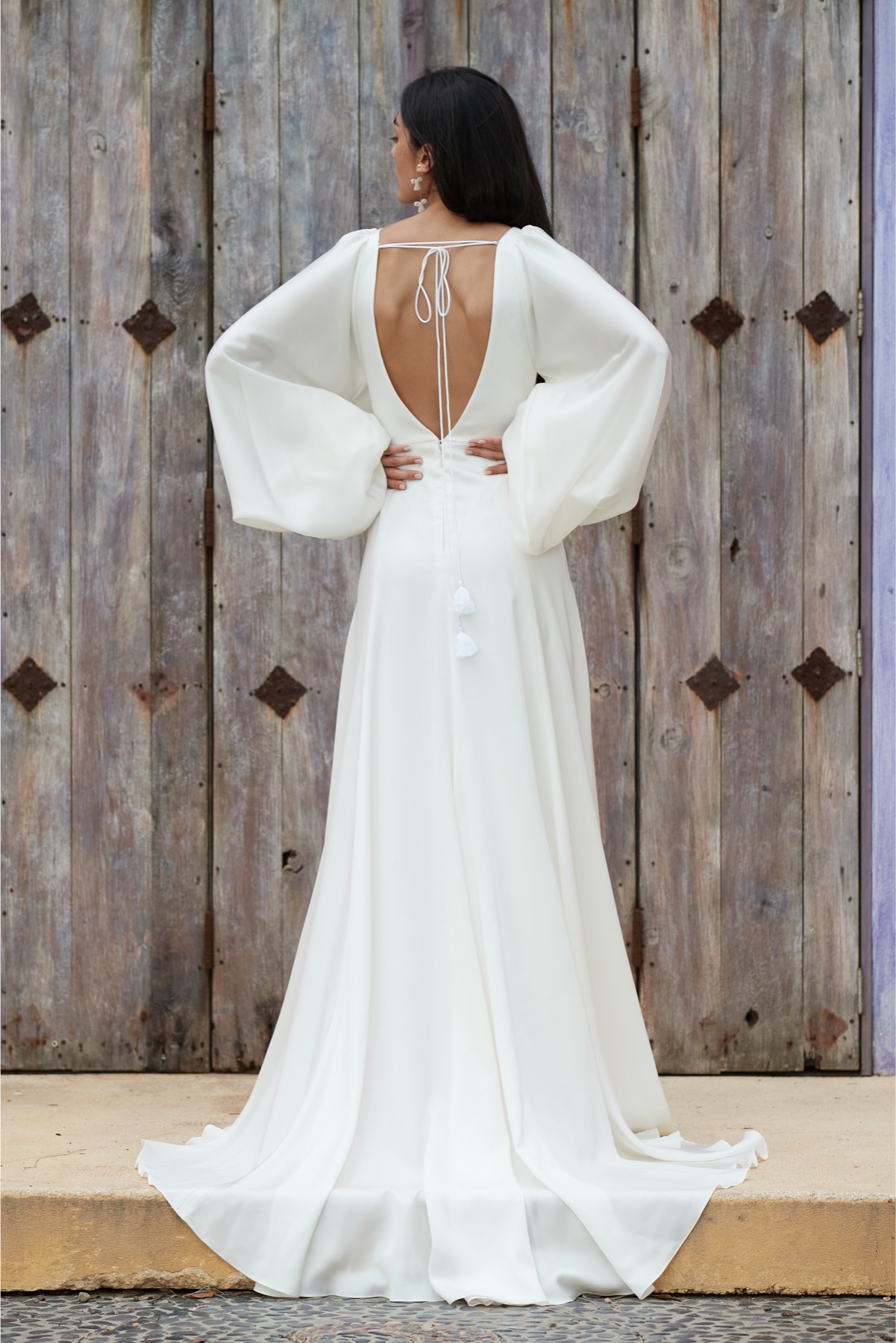 White Long Sleeves Satin Elegant Wedding Dresses A Line 2022 Muslim Bridal  Gown | eBay