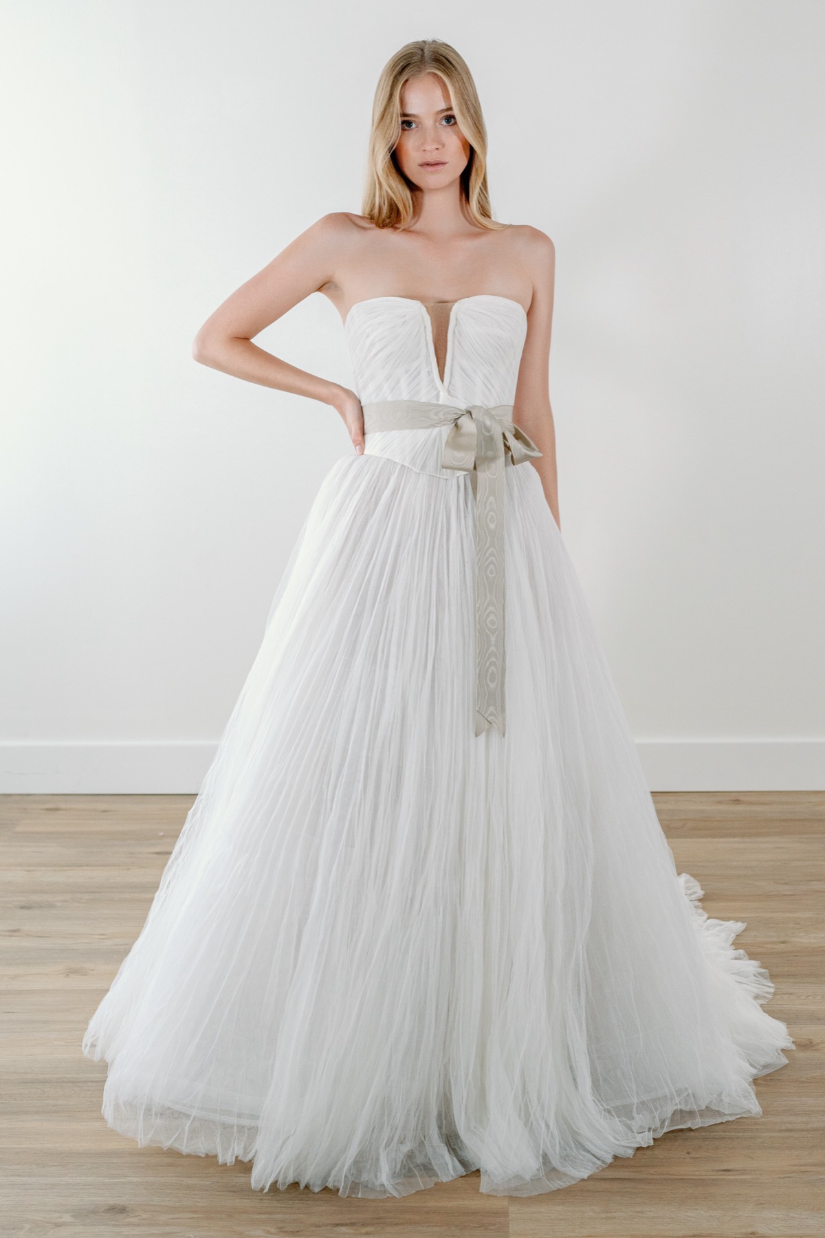 ★BAU by Bride And You★ IAN Round neck bustier detailed jum Scoop Neck Illusion Bodice Tank Ball Gown | David's Bridal
